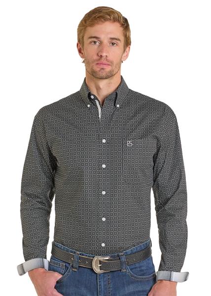 Panhandle Slim Men's Black Abstract Buttondown Long Sleeve