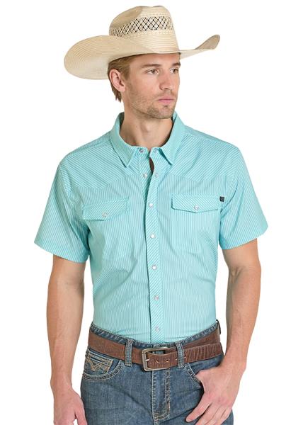 Men's Rock N' Roll Denim TEK Core Stripe Pearl Snap