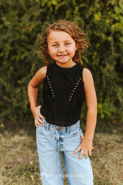Girls Suede Fringe Top