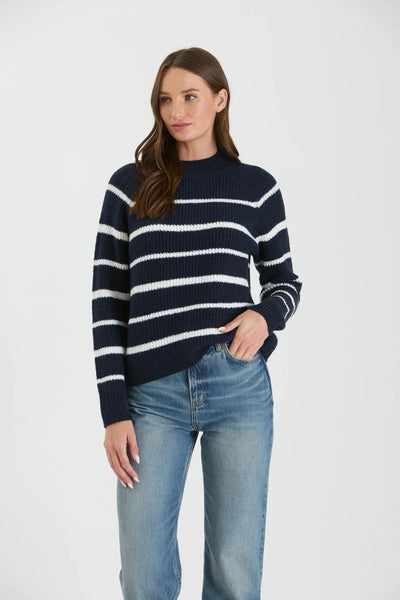 High Neck Stripe Sweater