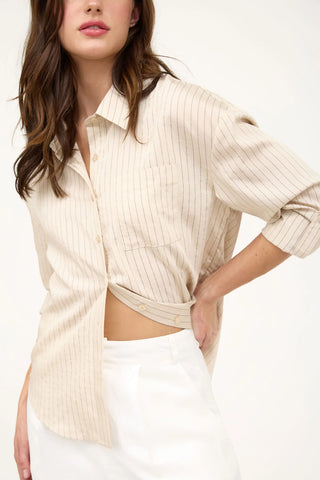 Pinstripe Long Sleeve Button Down