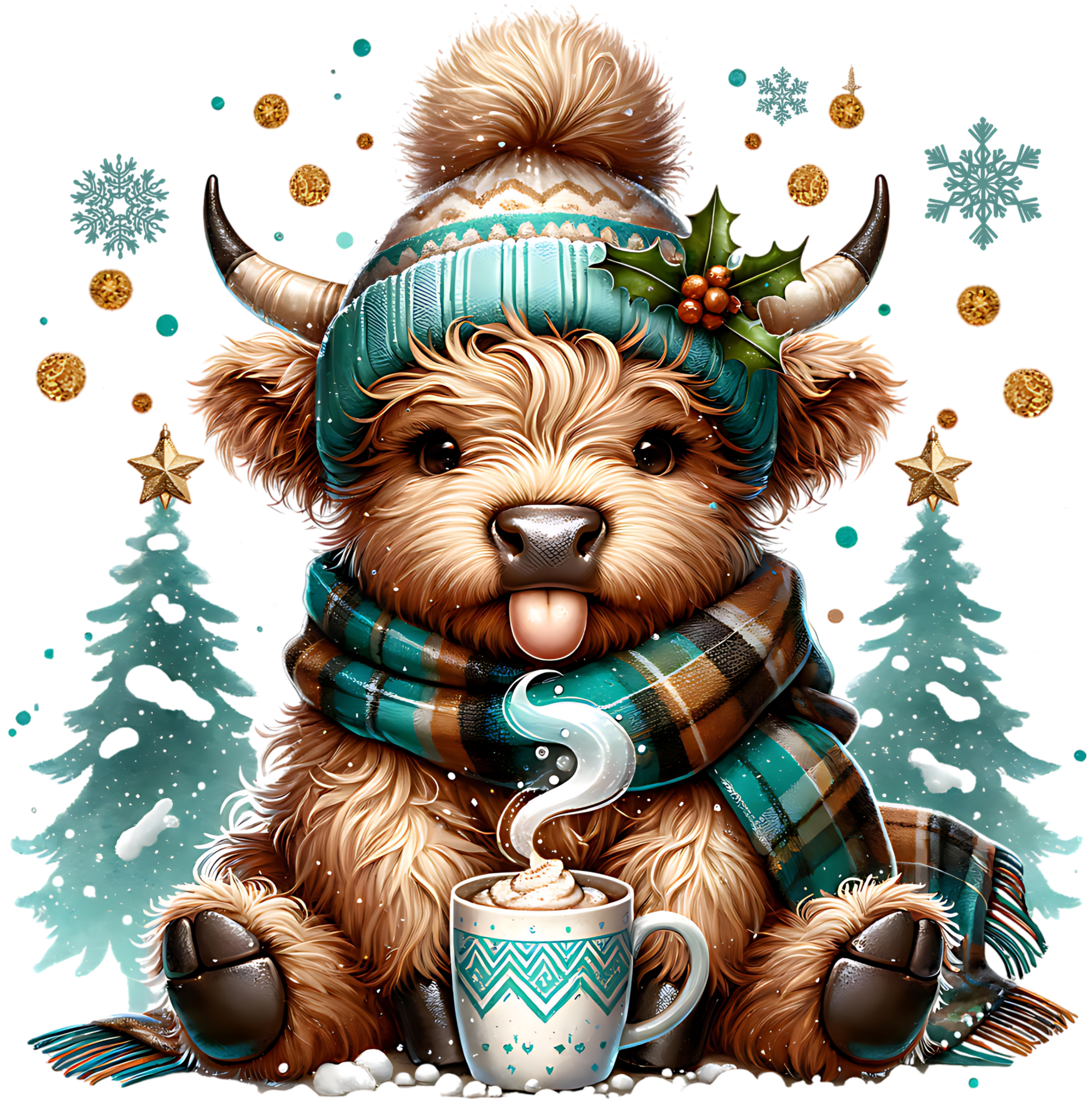 Youth Teal Cow Cocoa Tee