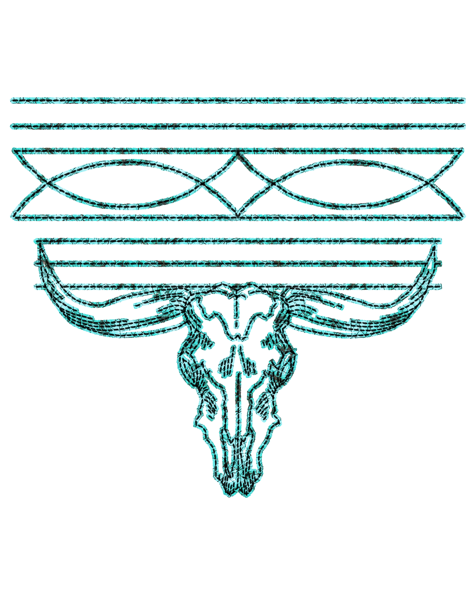 Boot Stitch Bull Skull Print