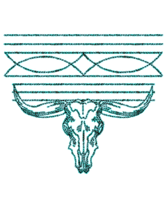 Boot Stitch Bull Skull Print
