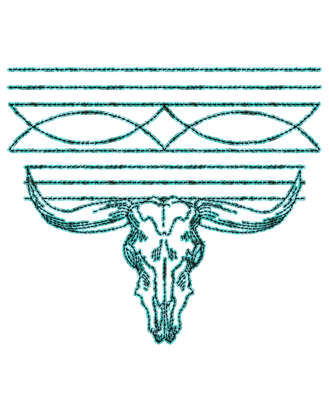 Boot Stitch Bull Skull Print