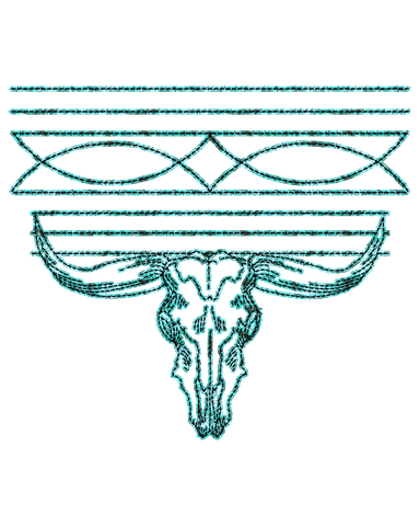 Boot Stitch Bull Skull Print