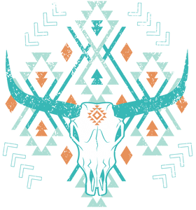 Turquoise Aztec Skull Print