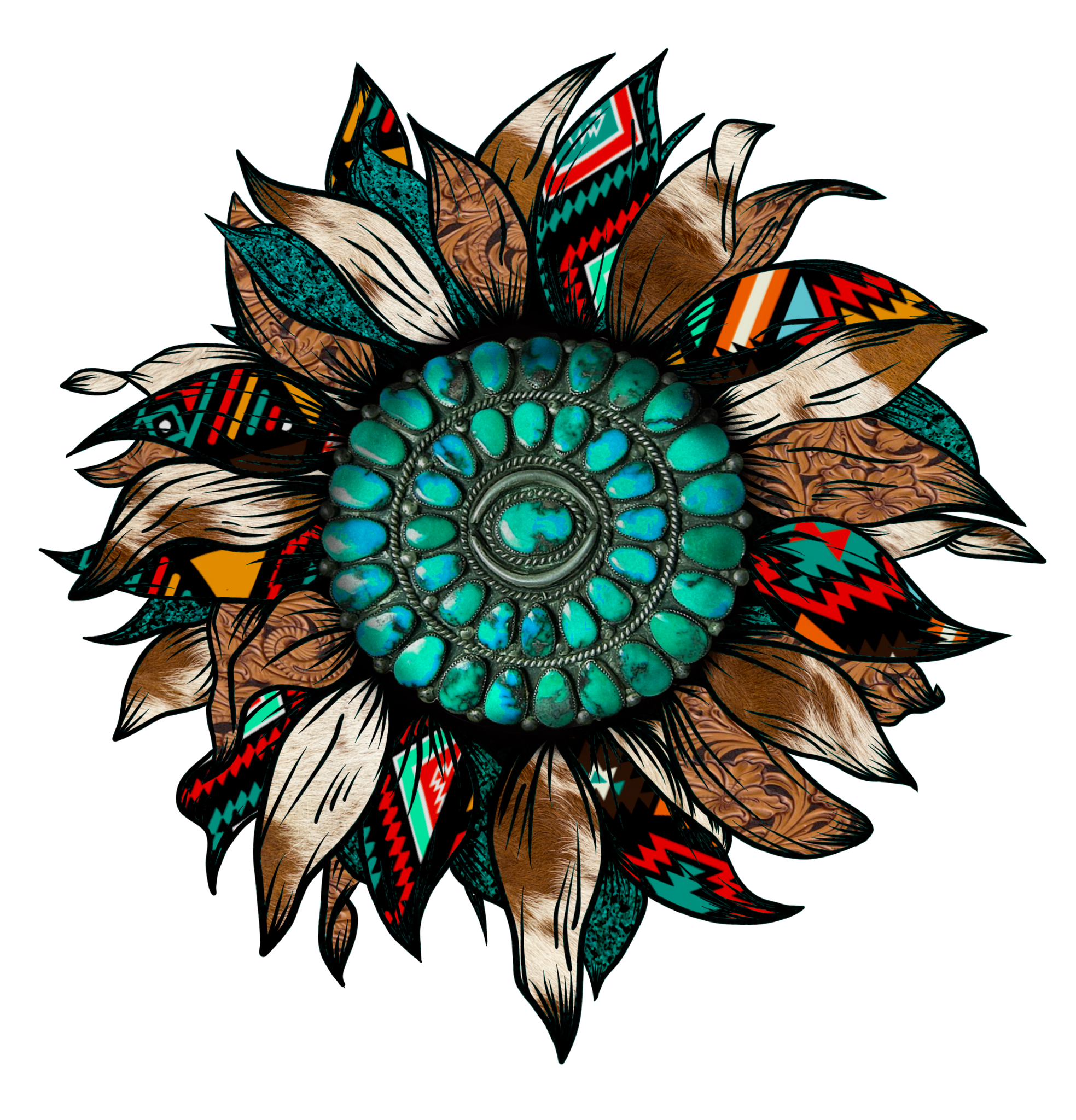 Western Buckle Flower Print