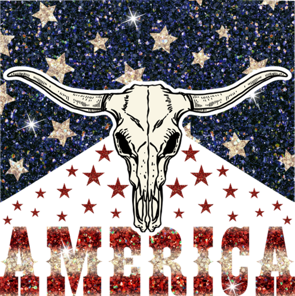 America Bull Skull Front/Back Print