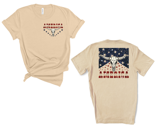 America Bull Skull Front/Back Print