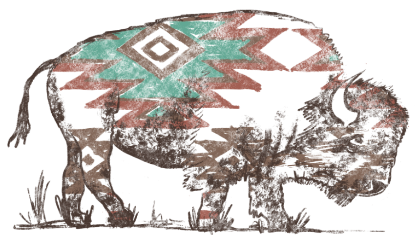 Aztec Bison Print