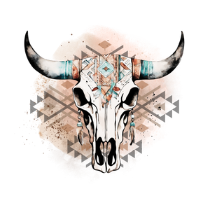Aztec Feather Skull Print