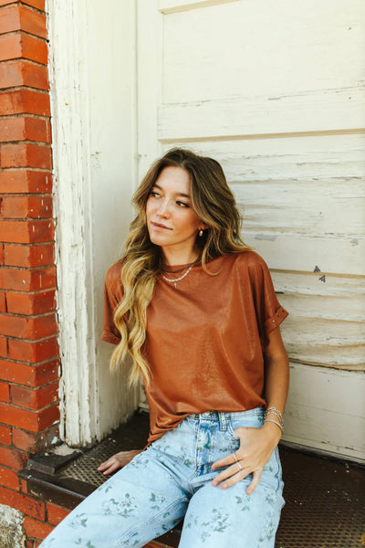 Studded Short Sleeve Lux Top