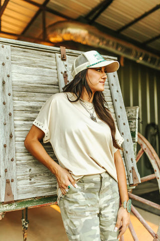 Studded Short Sleeve Lux Top
