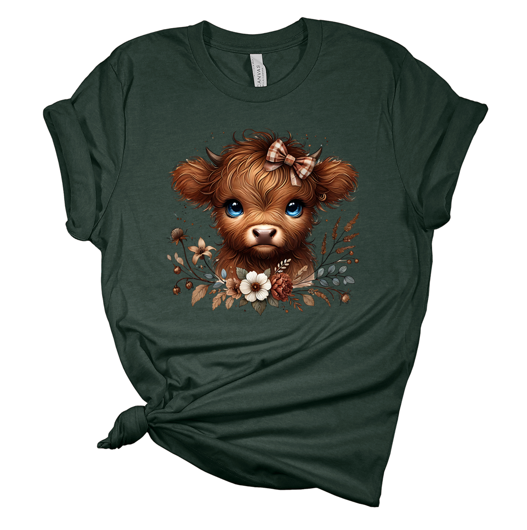 Brown Floral Cow Tee