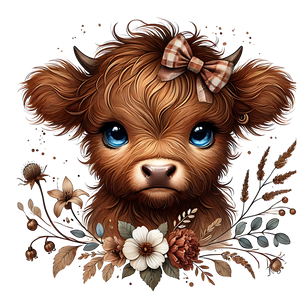 Brown Floral Cow T-Shirt Print