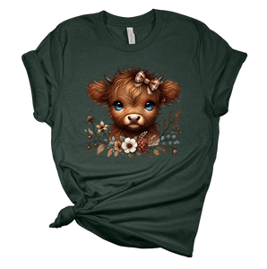 Brown Floral Cow Tee