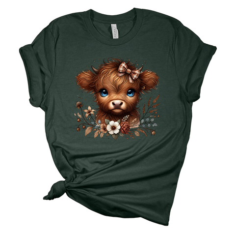 Brown Floral Cow Tee