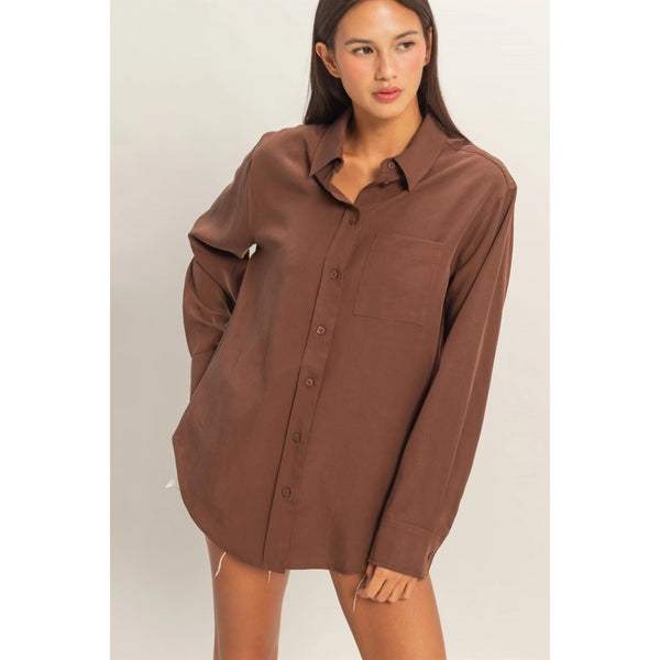 Linen Blend Button-Up Shirt