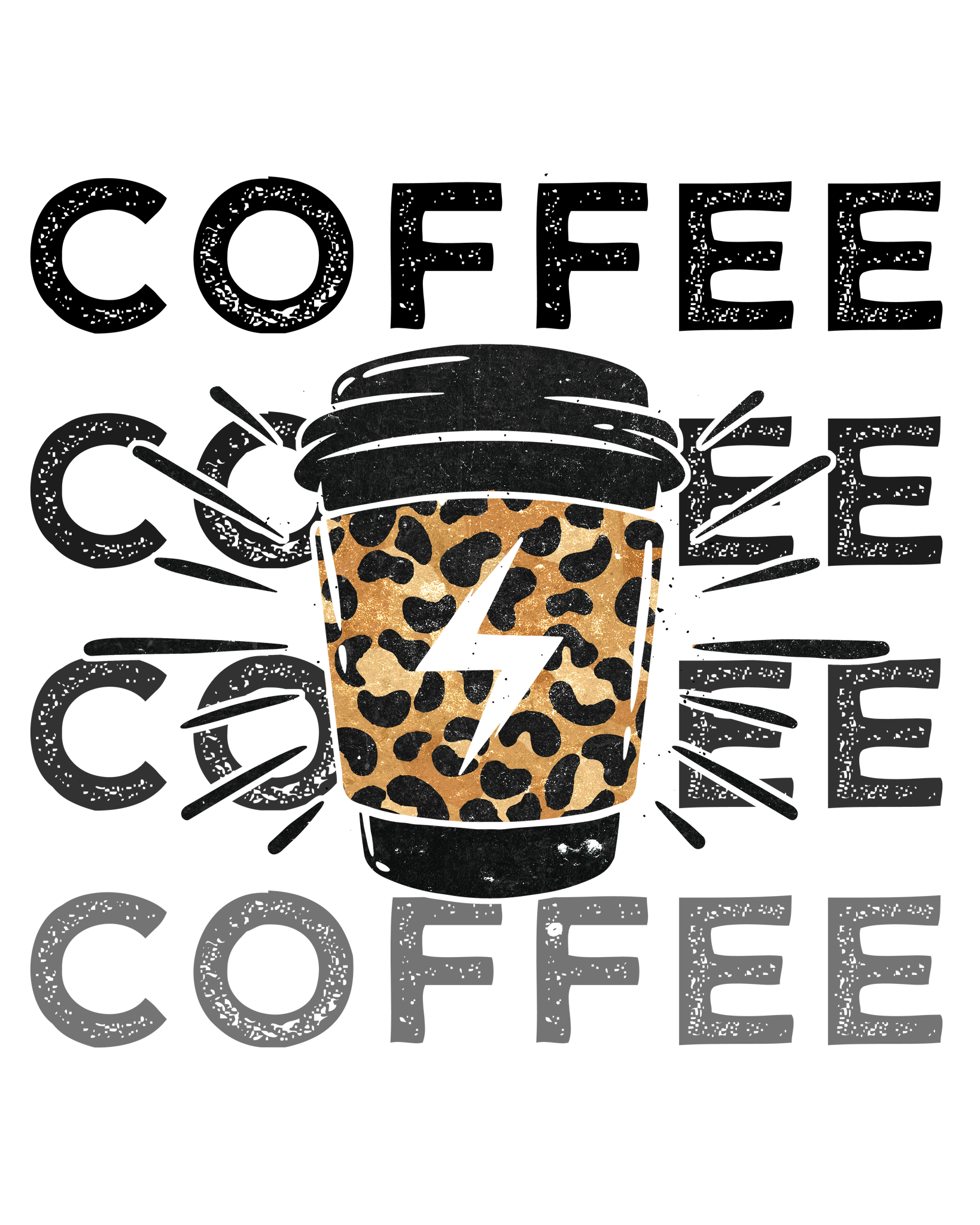 Coffee Cup Lightning Bolt Print