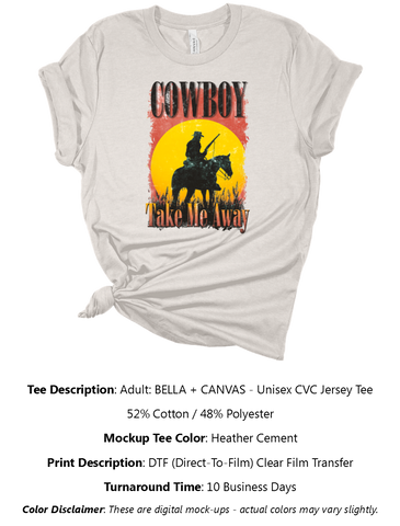 Sunset Cowboy Take Me Away T-Shirt Pack