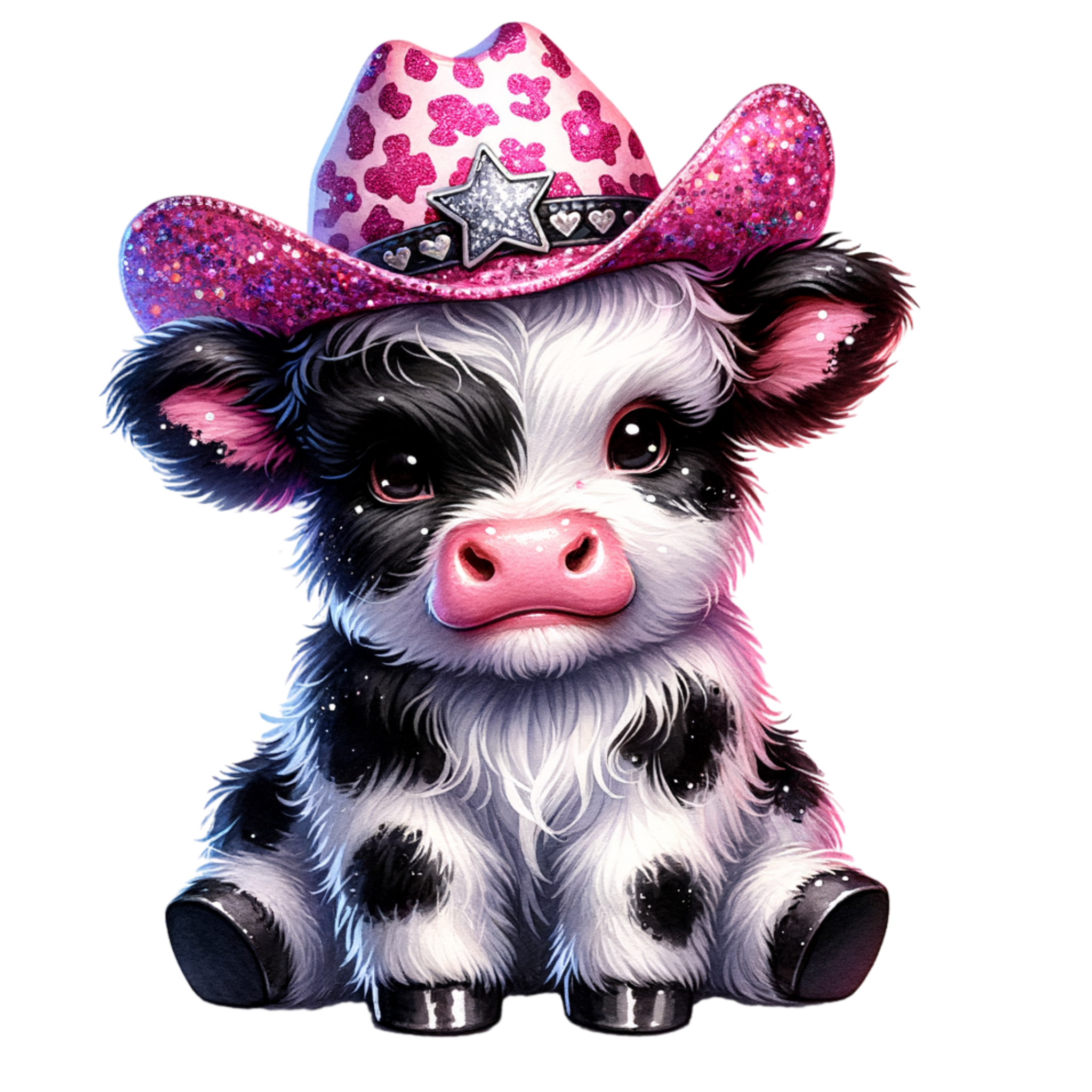 Glittery Pink Hat Calf Print