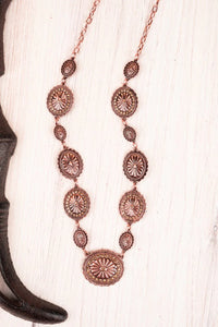 Champagne Crystal and Coppertone Littleton Concho Necklace