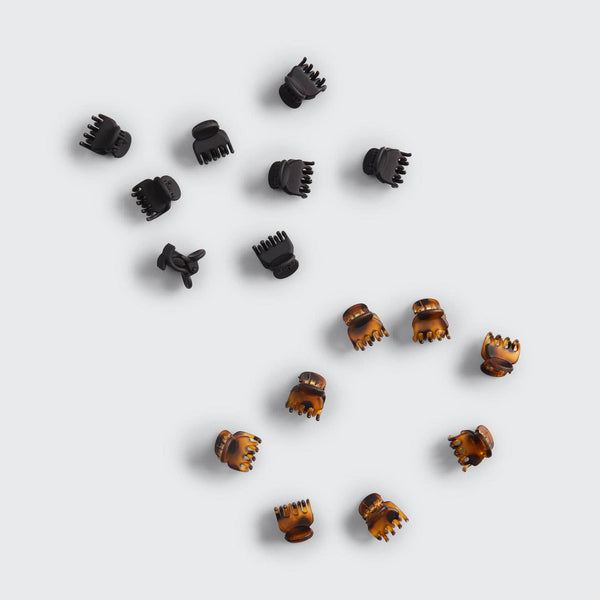 Recycled Plastic Mini Classic Claw Clips 16pc - Black & Tort