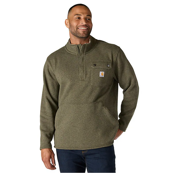 Relaxed Fit Midweight Fleece Quarter-Zip Pocket Sweater