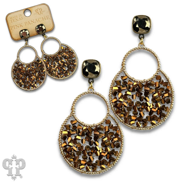 Brown Crystal Dangle Earrings