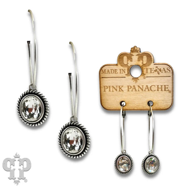 Crystal Y Necklace or Oval Drop Hoop Earrings