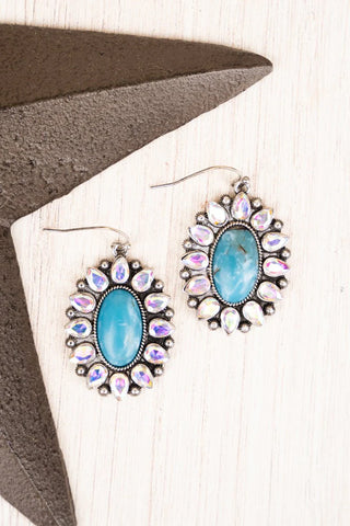 Easthaven Turquoise and Iridescent Crystal Earrings