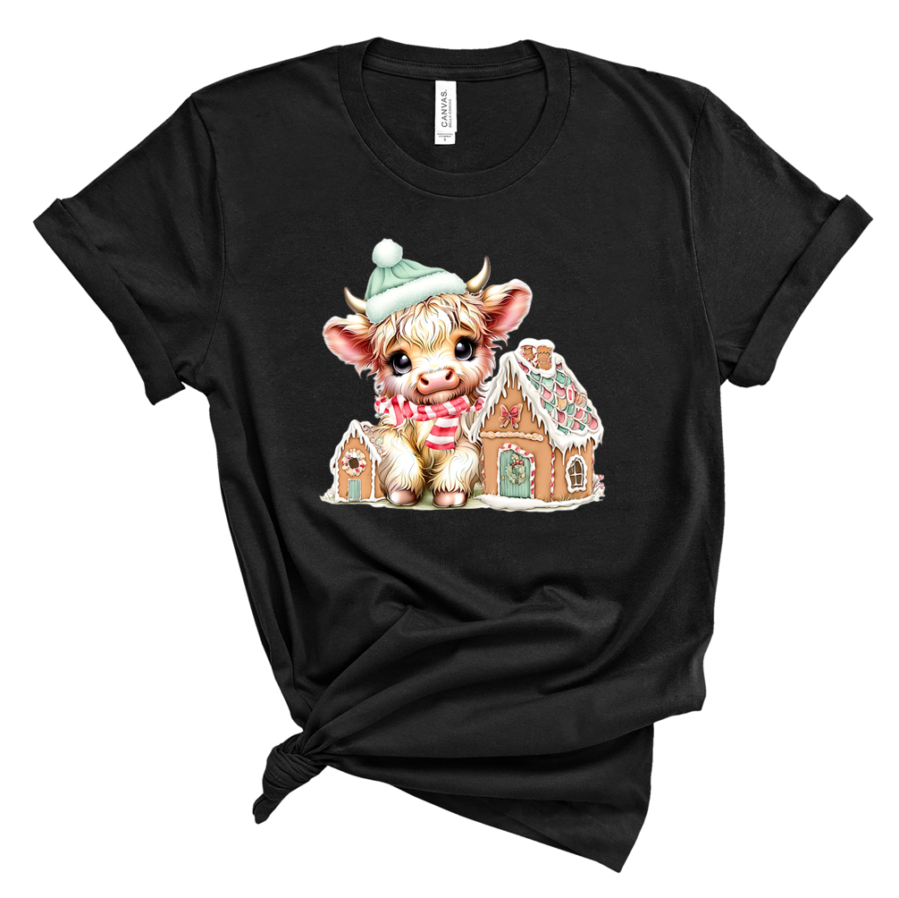 Youth Christmas Gingerbread Cow Tee