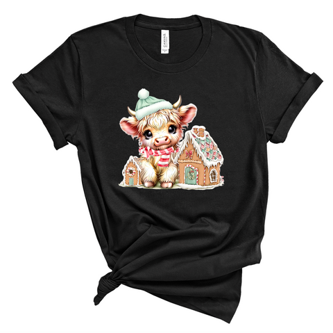 Youth Christmas Gingerbread Cow Tee
