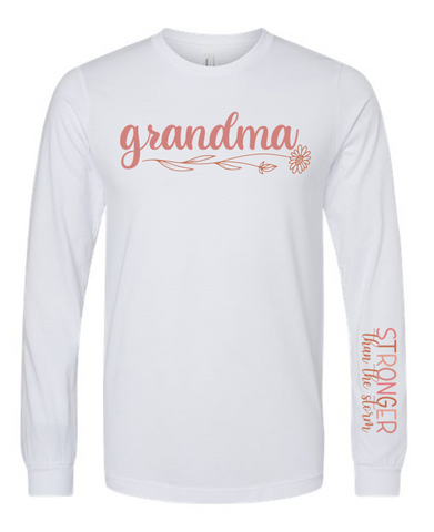 Cursive Grandma Flower Print