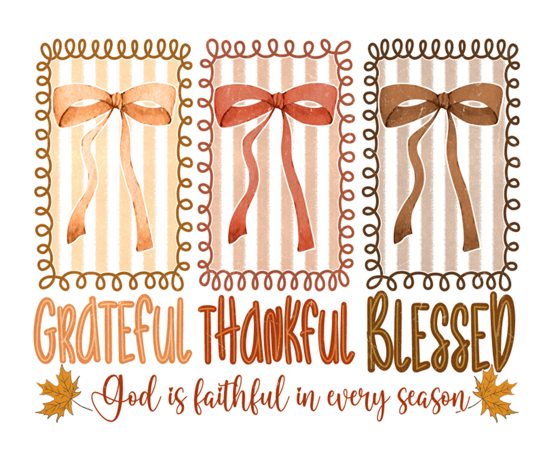 Grateful Thankful Blessed Bows Print