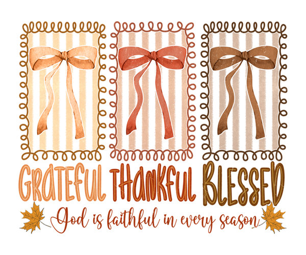 Grateful Thankful Blessed Bows Print
