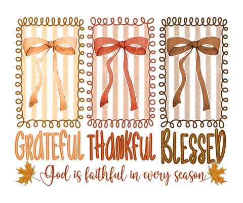 Grateful Thankful Blessed Bows Print