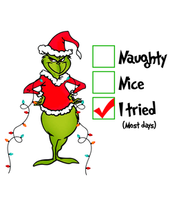 Naughty Nice I Tried Grinch Print