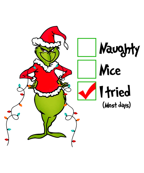 Naughty Nice I Tried Grinch Print