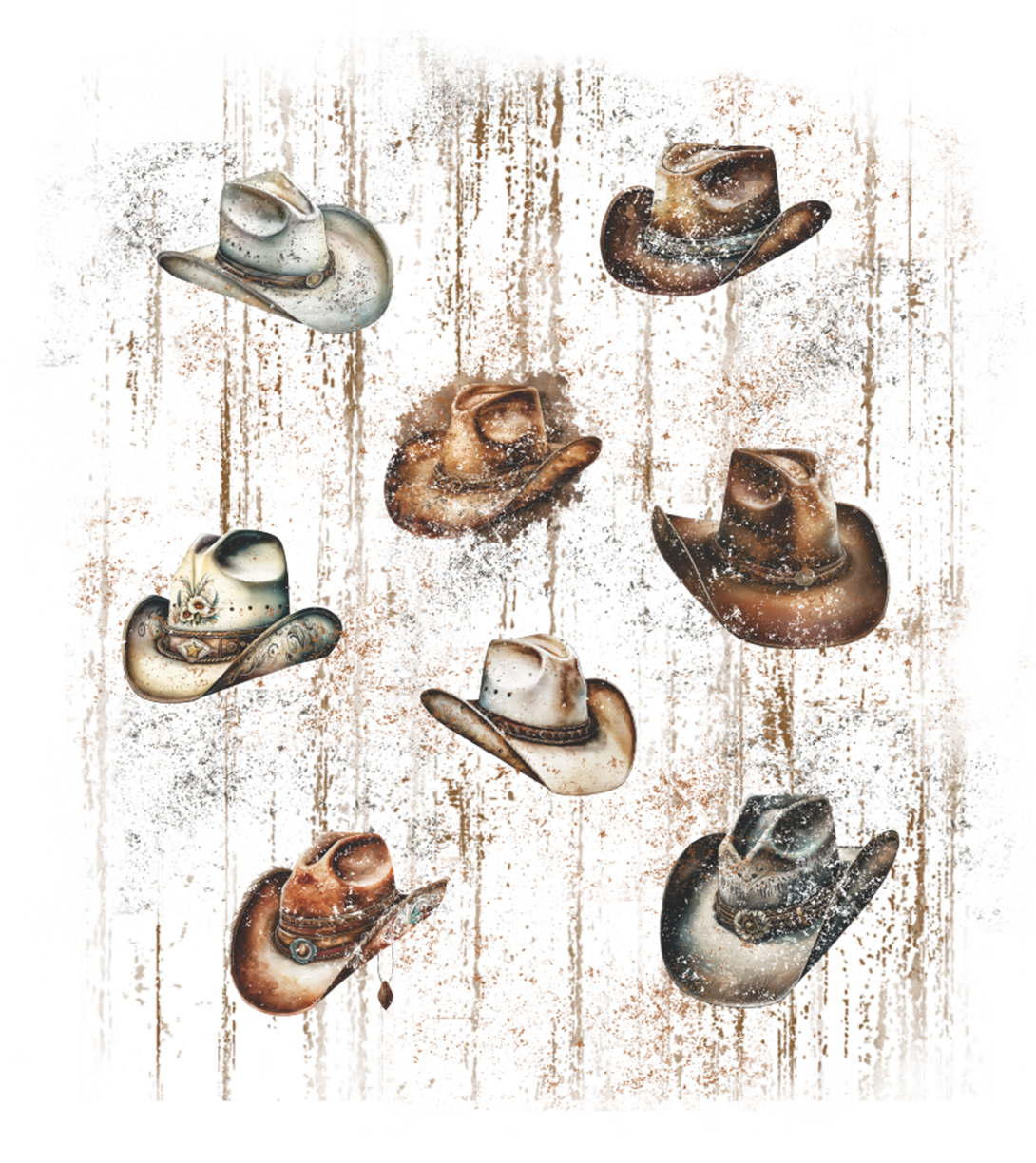 Grunge Cowboy Hats Print