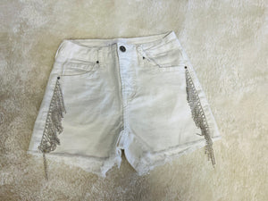 Rhinestone Fringe Denim Shorts