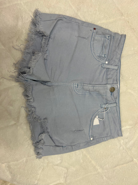 Mid Rise Ice Blue Denim Shorts