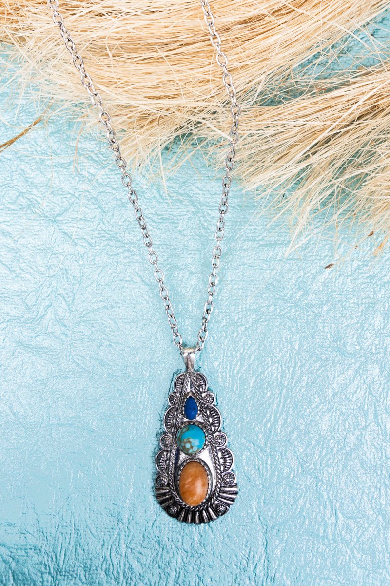 Beige Blues Drop Necklace
