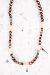 Copper Canyon Turquoise & Pearl Beaded Necklace