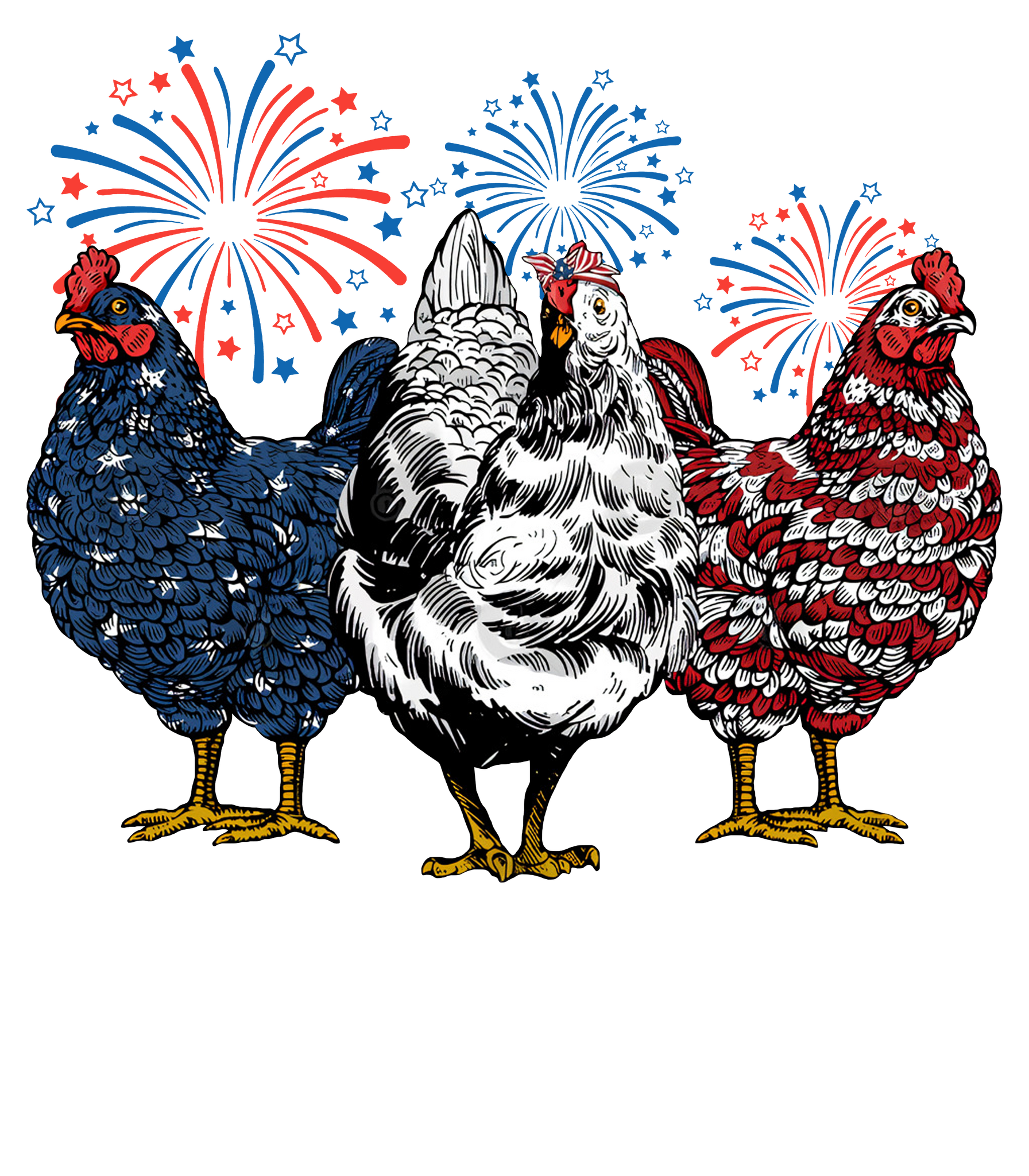 Patriotic Chickens Print