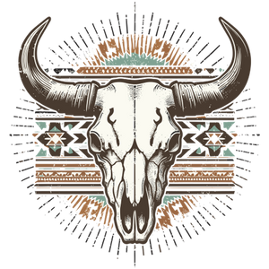 Rust/Teal Aztec Skull Print