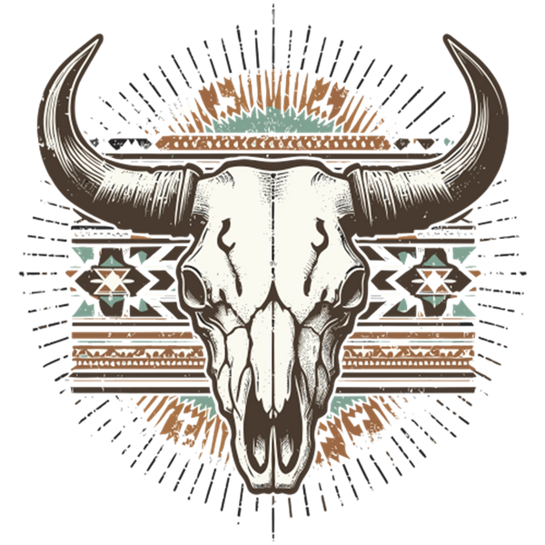 Rust/Teal Aztec Skull Print