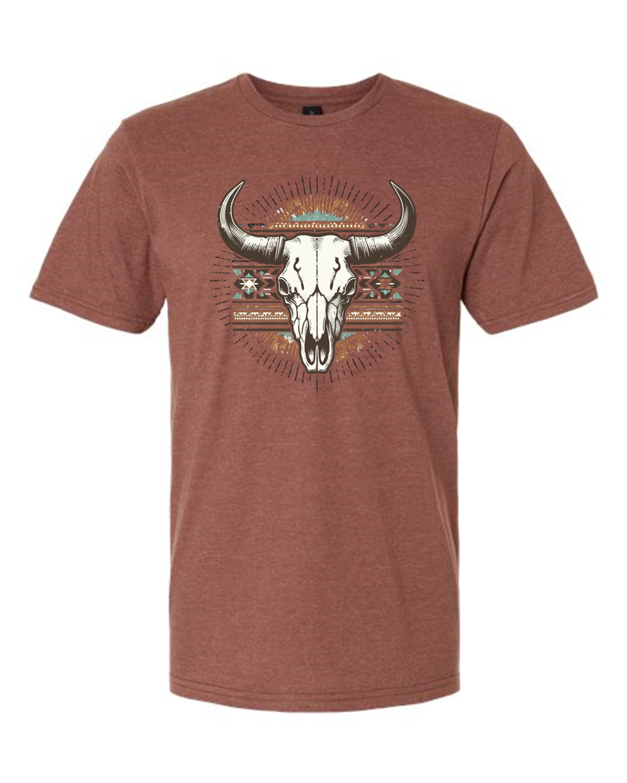 Rust/Teal Aztec Skull Tee