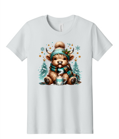 Youth Teal Cow Cocoa Tee